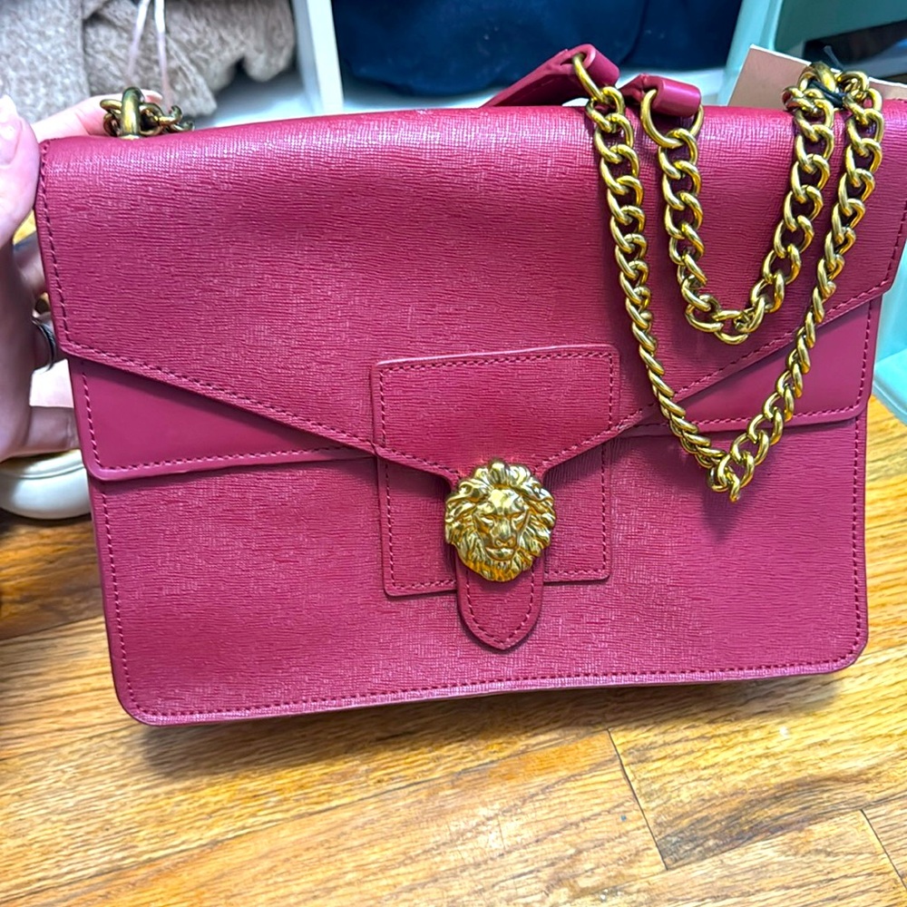 Burgundy wine Anne Klein double flap bag